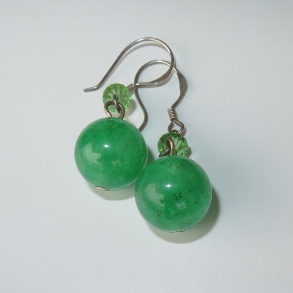 Sterling Silver Green Quartz CZ Dangle Earrings - Picture 9 of 15